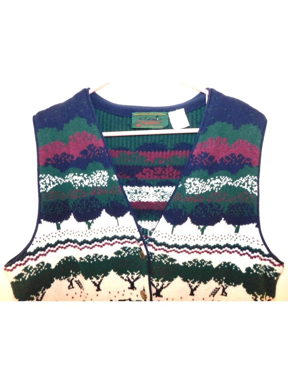 Vintage Northern Reflections Parkhurst XL Sweater Vest Farm Scene Cottagecore - Picture 4 of 6